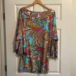 NWT Trina Turk Vibrant tunic Top or swim cover up/mini dress